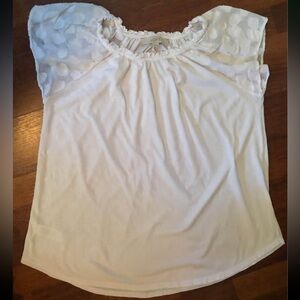 LOFT White Textured Sleeve Blouse